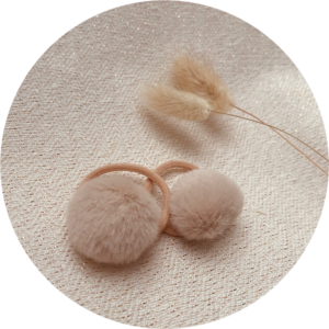 Elastiek Set PomPom Beige
